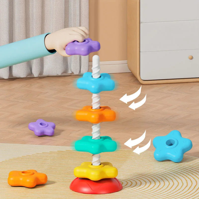 Rainbow rotating Montessori stacking to