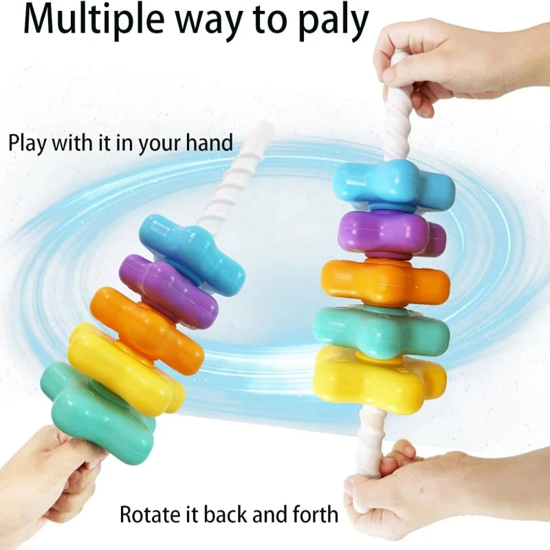 Rainbow rotating Montessori stacking to