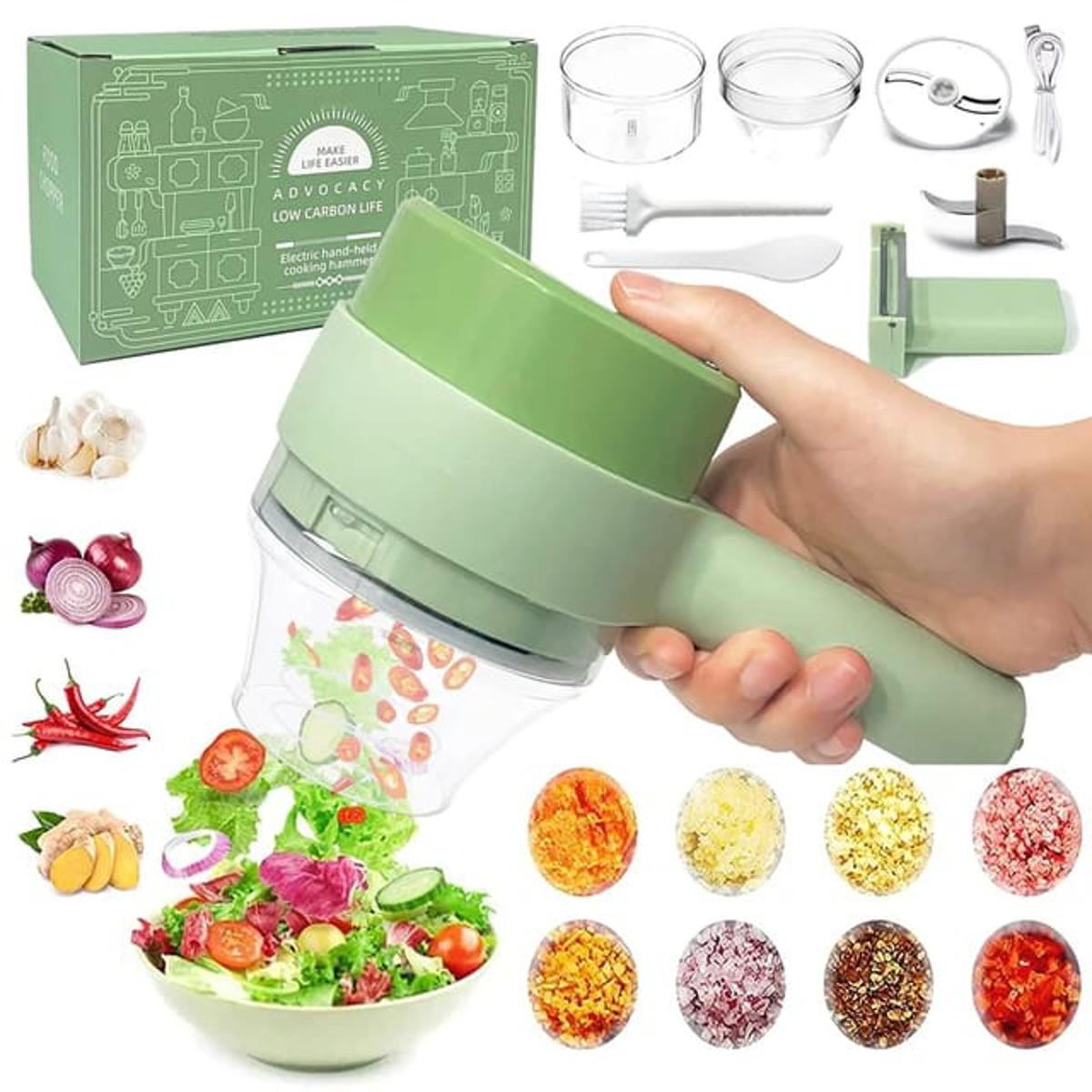 4 In 1 Handheld Rechargeable Vegetable Cutter Chopper