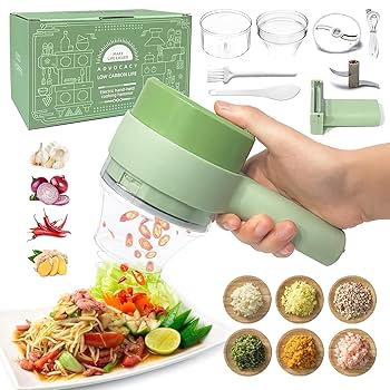 4 In 1 Handheld Rechargeable Vegetable Cutter Chopper