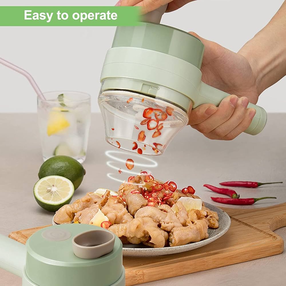 4 In 1 Handheld Rechargeable Vegetable Cutter Chopper