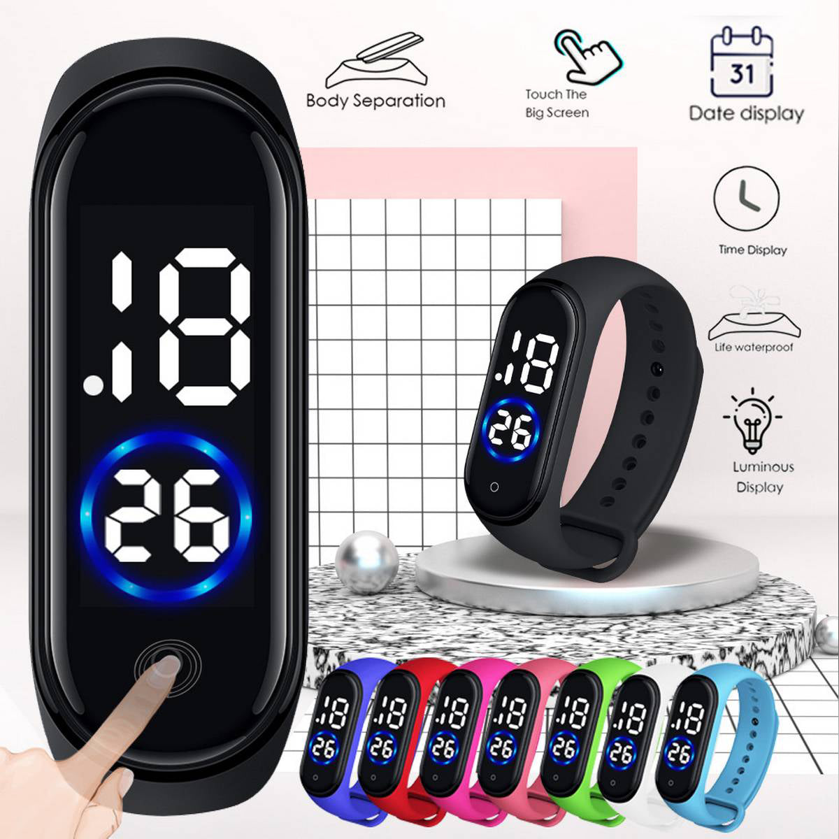 Waterproof M4 Touch Led Digital Watch For Men Fashion - All Colors Available