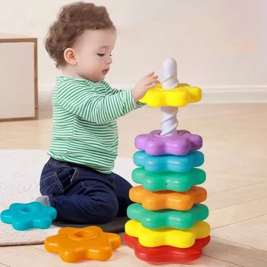 Rainbow rotating Montessori stacking to